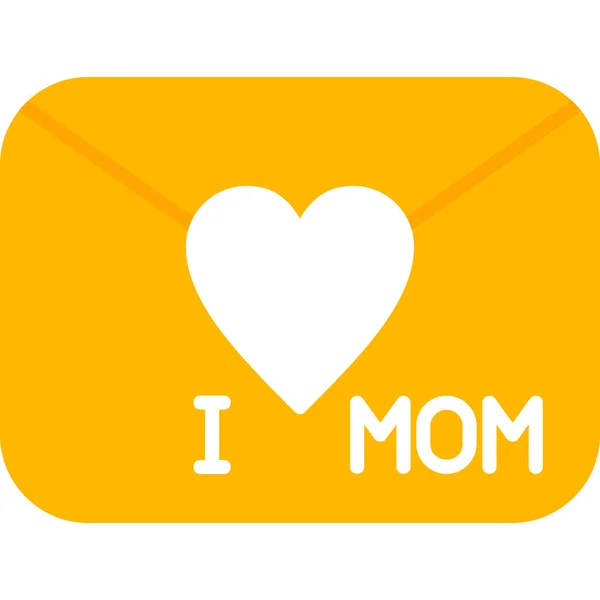 Amo Mãe Envelope Cartão Saudação Ícone Web Ilustração Simples — Vetor de Stock