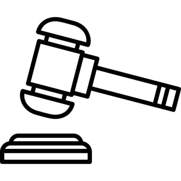 Icona Del Tribunale Schema Giudice Martelletto Vettoriale Illustrazione — Vettoriale Stock