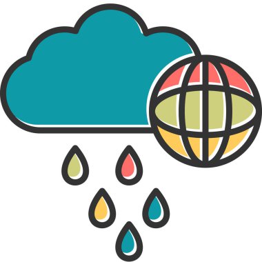 Dünya yağmurlu bir gün. Web simgesi basit illüstrasyon