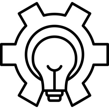 Ampul ışığı dişlinin içinde. Simge illüstrasyonu ayarlanıyor