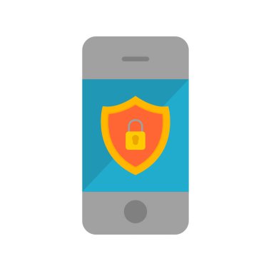 mobil güvenlik vektör çizgisi simgesi