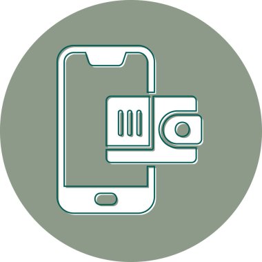 Cep telefonu cüzdanı. Web simgesi basit illüstrasyon