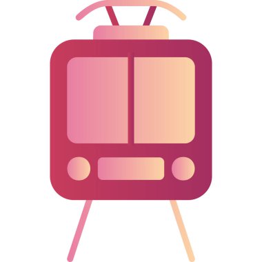 Bir tramvay simgesinin basit web illüstrasyonu