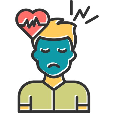 Taşikardi semptomları ve erkek avatar. Web simgesi basit illüstrasyon 