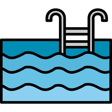 Yaz yüzme havuzunda su. Web simgesi illüstrasyonu