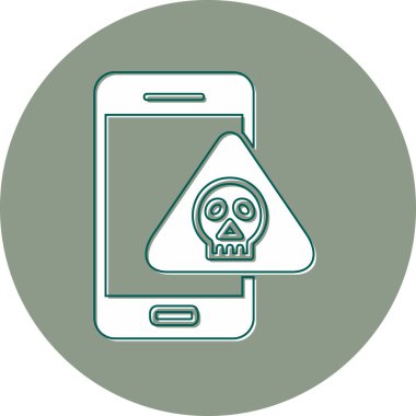 Kafatası ile cep telefonu, akıllı telefon aygıtının dijital çizimi 