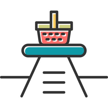 Piknik sepeti. Web simgesi basit illüstrasyon