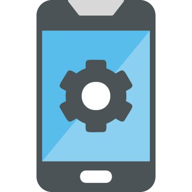Ekranda dişli tekerleği olan mobil ayarlar, akıllı telefon aygıtının dijital illüstrasyonu 