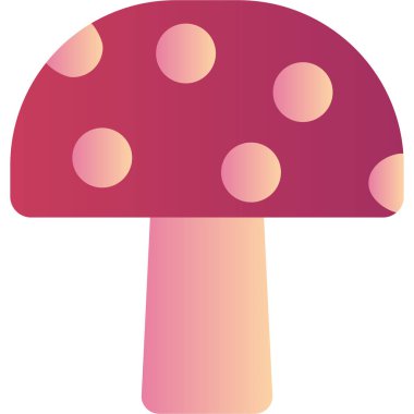 Mor ve beyaz bir mantarın tek bir karikatür çizimi