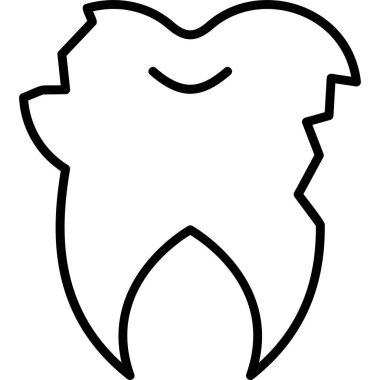 Kırık diş simgesi, modern tasarım illüstrasyonu