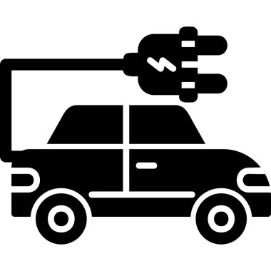 Electric Car modern simgesi, vektör illüstrasyonu