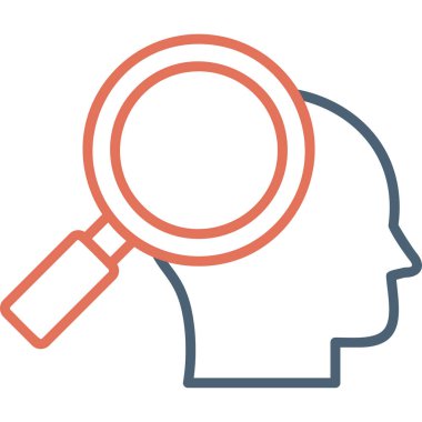 İnsan yüzü. Basit tasarım. Büyütme cam vektör simgesi. Araştırma. 