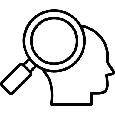 İnsan yüzü. Basit tasarım. Büyütme cam vektör simgesi. Araştırma. 