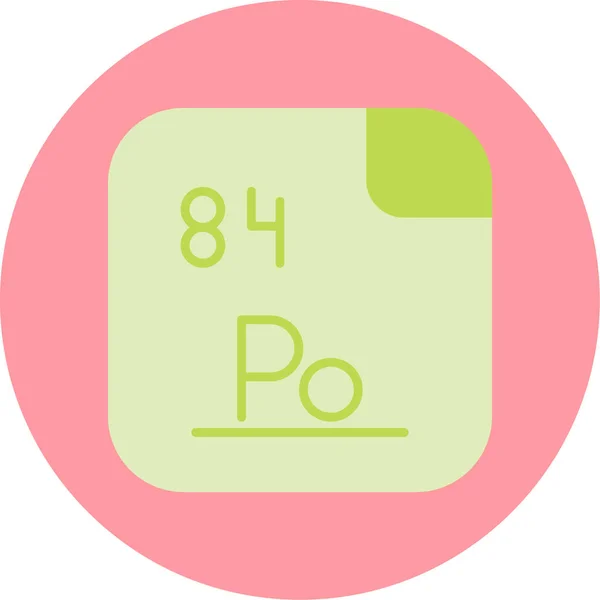 Polonium Ett Kemiskt Grundämne Med Symbolen Och Atomnummer Polonium Ett — Stock vektor