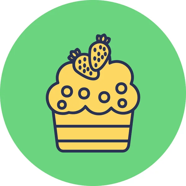 Εικονογράφηση Κέικ Φράουλα Γλυκό Τροφίμων Ζαχαροπλαστικής — Διανυσματικό Αρχείο