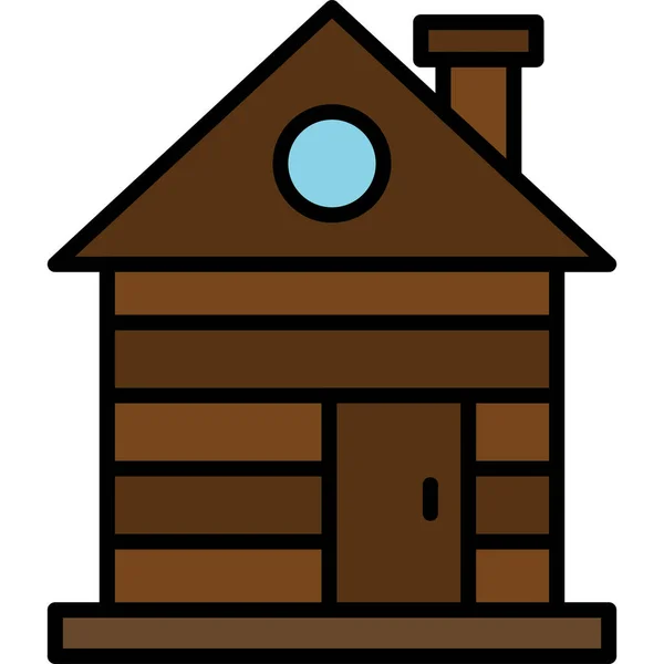 Cabine Madeira Ilustração Gráfica Cottage — Vetor de Stock