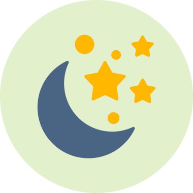 art illustration of Moon And Stars, Night time