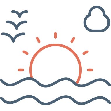 Günbatımı simgesi, vektör illüstrasyonu