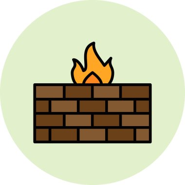 Güvenlik duvarı. Web simgesi basit tasarım