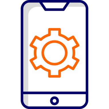 Ekranda dişli tekerleği olan mobil ayarlar, akıllı telefon aygıtının dijital illüstrasyonu 