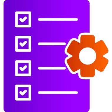 Kontrol listesi vektör simgesi. biçim iki renkli düz sembol, pembe ve mavi renkler, yuvarlak açılar, beyaz arkaplan