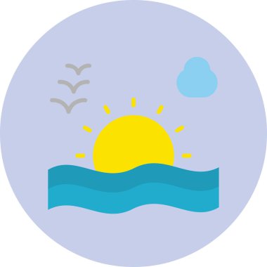 Günbatımı simgesi, vektör illüstrasyonu