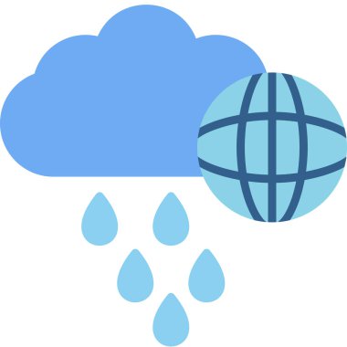 Dünya yağmurlu bir gün. Web simgesi basit illüstrasyon