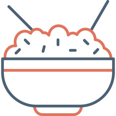 Pirinç kasesi. Web simgesi vektör illüstrasyonu