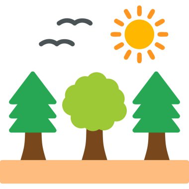 Orman Ağı ikon vektör illüstrasyonundaki ağaçlar