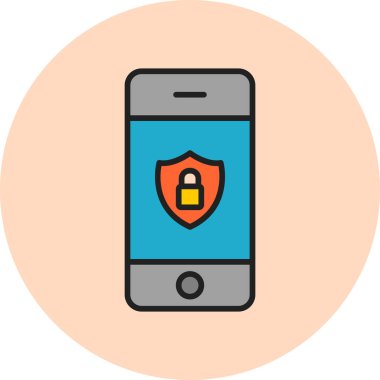 mobil güvenlik vektör çizgisi simgesi