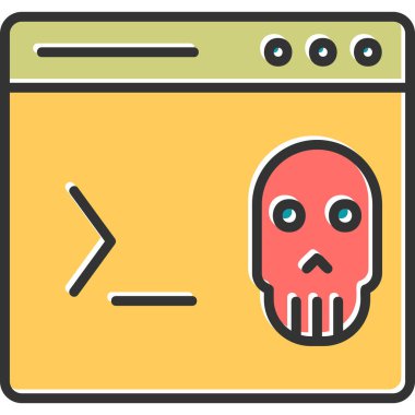 Kafatası simgesi, vektör illüstrasyonlu kodlama terminali