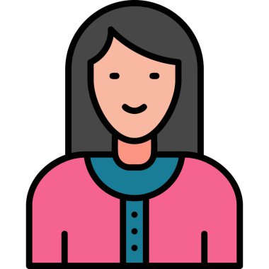 Kadın. Web simgesi basit illüstrasyon 