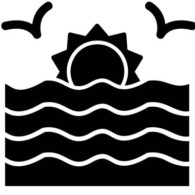 Günbatımı simgesi, vektör illüstrasyonu