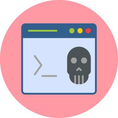 Kafatası simgesi, vektör illüstrasyonlu kodlama terminali