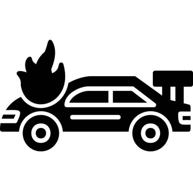 Yanan araba modern ikon, vektör illüstrasyonu