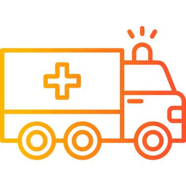 Tıbbi ambulans vektör ikonu. iki renkli düz sembol, sarı ve beyaz renkler, yuvarlak açılar, gümüş