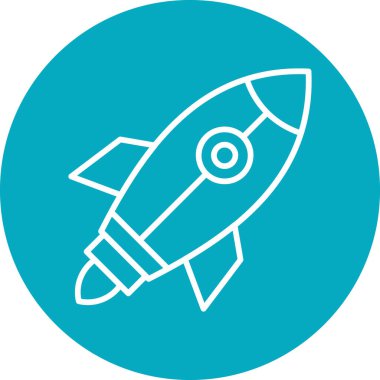 Roket. Web simgesi basit illüstrasyon