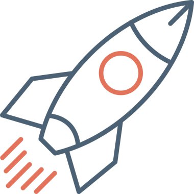 Roket. Web simgesi basit illüstrasyon