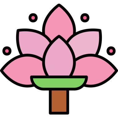 Nilüfer çiçeği yetiştiriyor. Web simgesi basit illüstrasyon