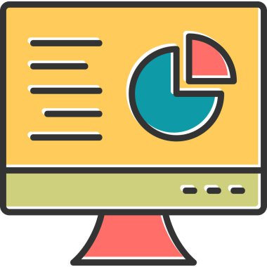 Çevrimiçi pasta grafiği simgesi, modern tasarım illüstrasyonu