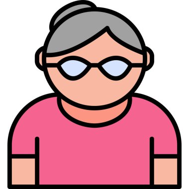 Old Woman internet user logo, simple icon for web page 