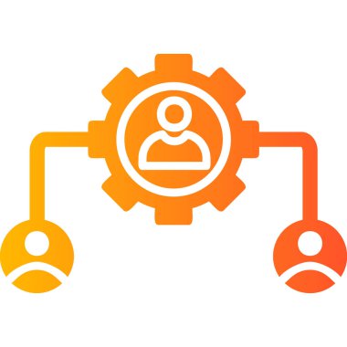 Takım ikonu. vektör biçimi, yuvarlak açılı, turuncu ve sarı renkli çift renkli düz ikonik semboldür.