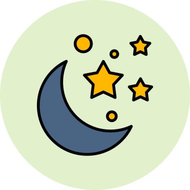 art illustration of Moon And Stars, Night time