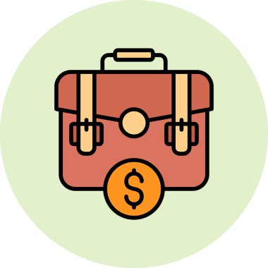 İçinde para olan çanta. vektör illüstrasyonu 