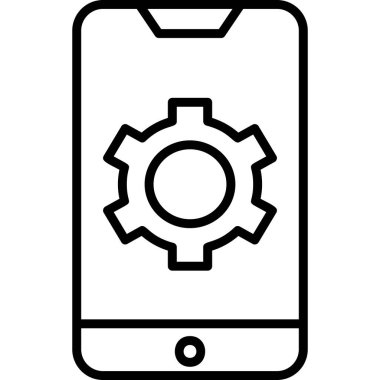 Ekranda dişli tekerleği olan mobil ayarlar, akıllı telefon aygıtının dijital illüstrasyonu 