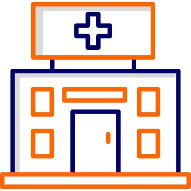 Hastane binası simgesi, vektör illüstrasyonu