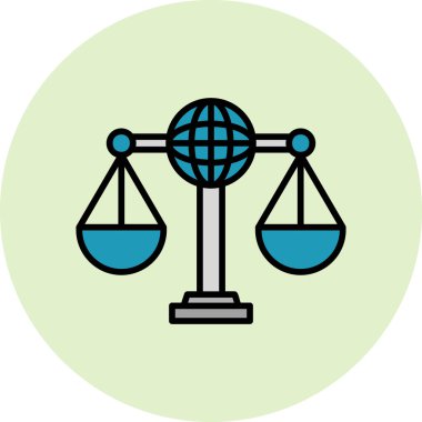 Uluslararası Hukuk. Web simgesi vektör illüstrasyonu 