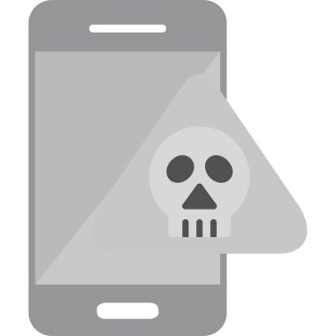 Kafatası ile cep telefonu, akıllı telefon aygıtının dijital çizimi 