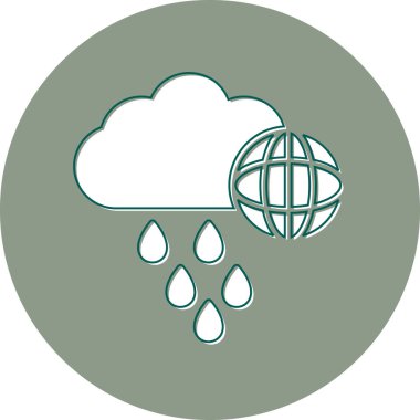 Dünya yağmurlu bir gün. Web simgesi basit illüstrasyon