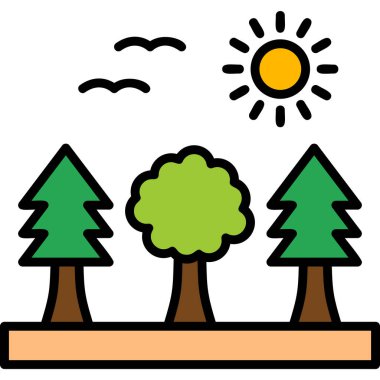 Orman Ağı ikon vektör illüstrasyonundaki ağaçlar